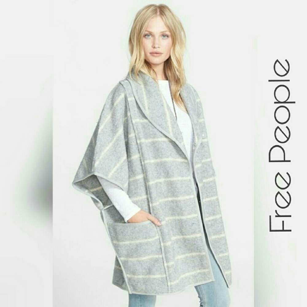 FREE PEOPLE Poncho Style Blanket Coat